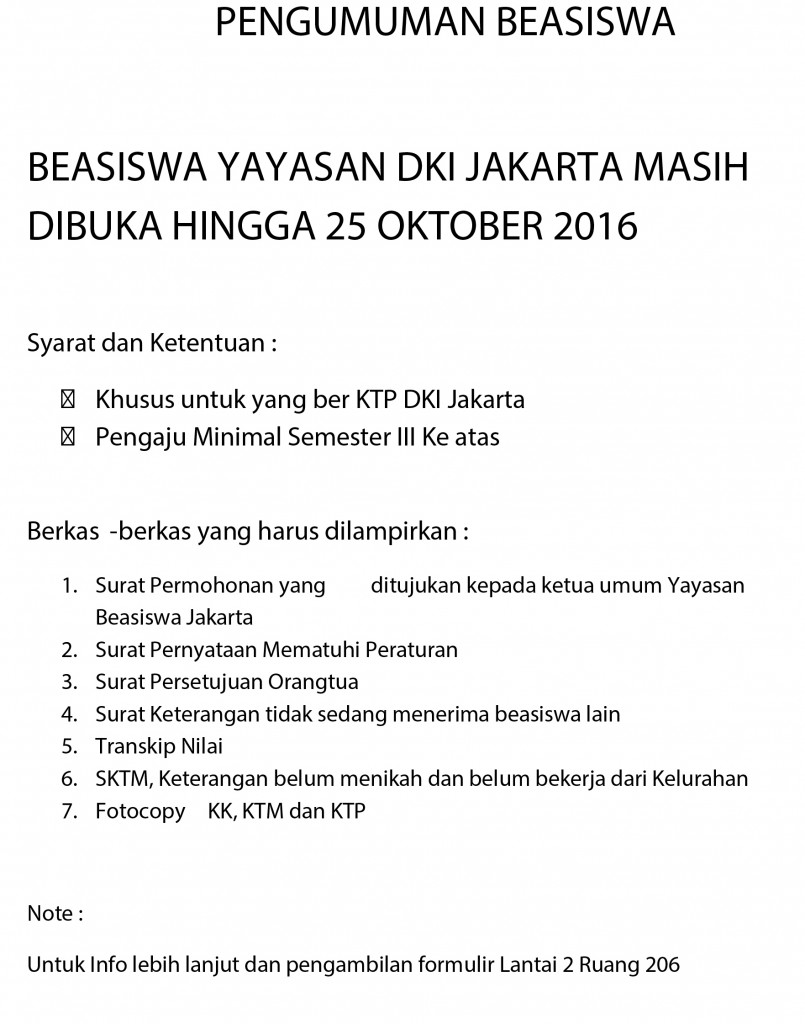 Pengumuman Beasiswa DKI Jakarta 2016
